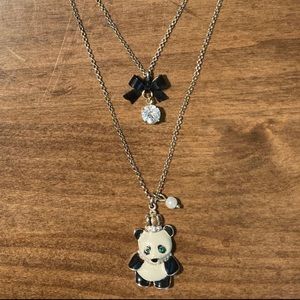 Betsey Johnson panda necklace EUC